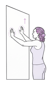 ejercicio: caminar los dedos de las manos hacia arriba sobre una pared