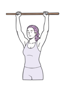 ejercicio: levantar un palo de escoba sobre la cabeza