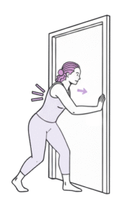 ejercicio: empujarse hacia adelante afirmandose de un marco de puerta