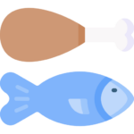 icono de pollo y pescado